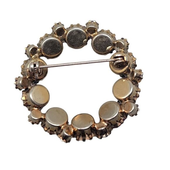 Purple & Pink Rhinestone Brooch Large Prong Set Stones Gold Tone Vintage - Picture 6 of 7